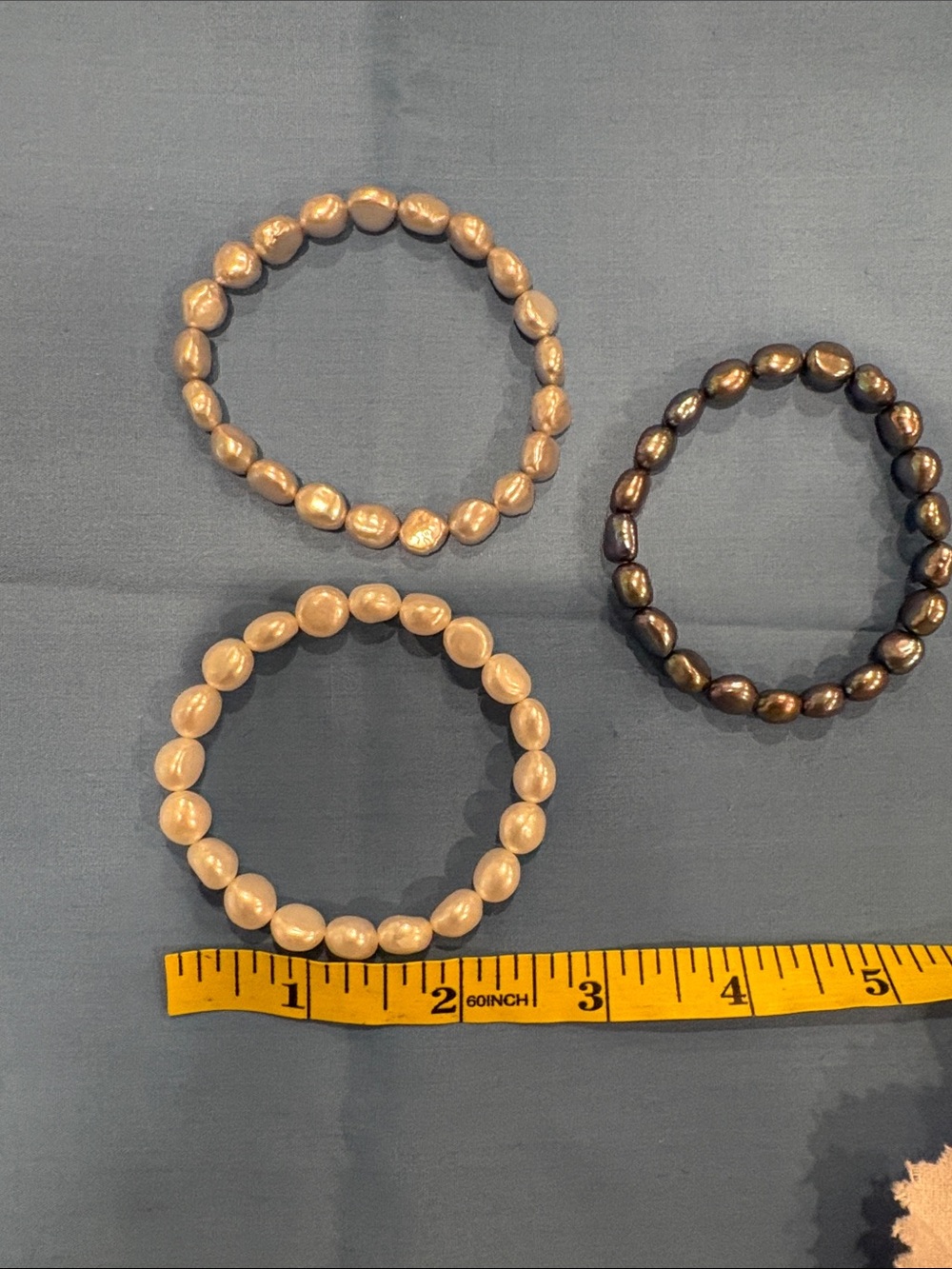 Genuine Honora  Pearl Stretch Bracelet Set of three - Picture 3 of 3